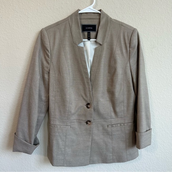 Le Chateau Blazer Modern Neckline Folded Sleeves Classic Preppy Trendy Work - Picture 1 of 7